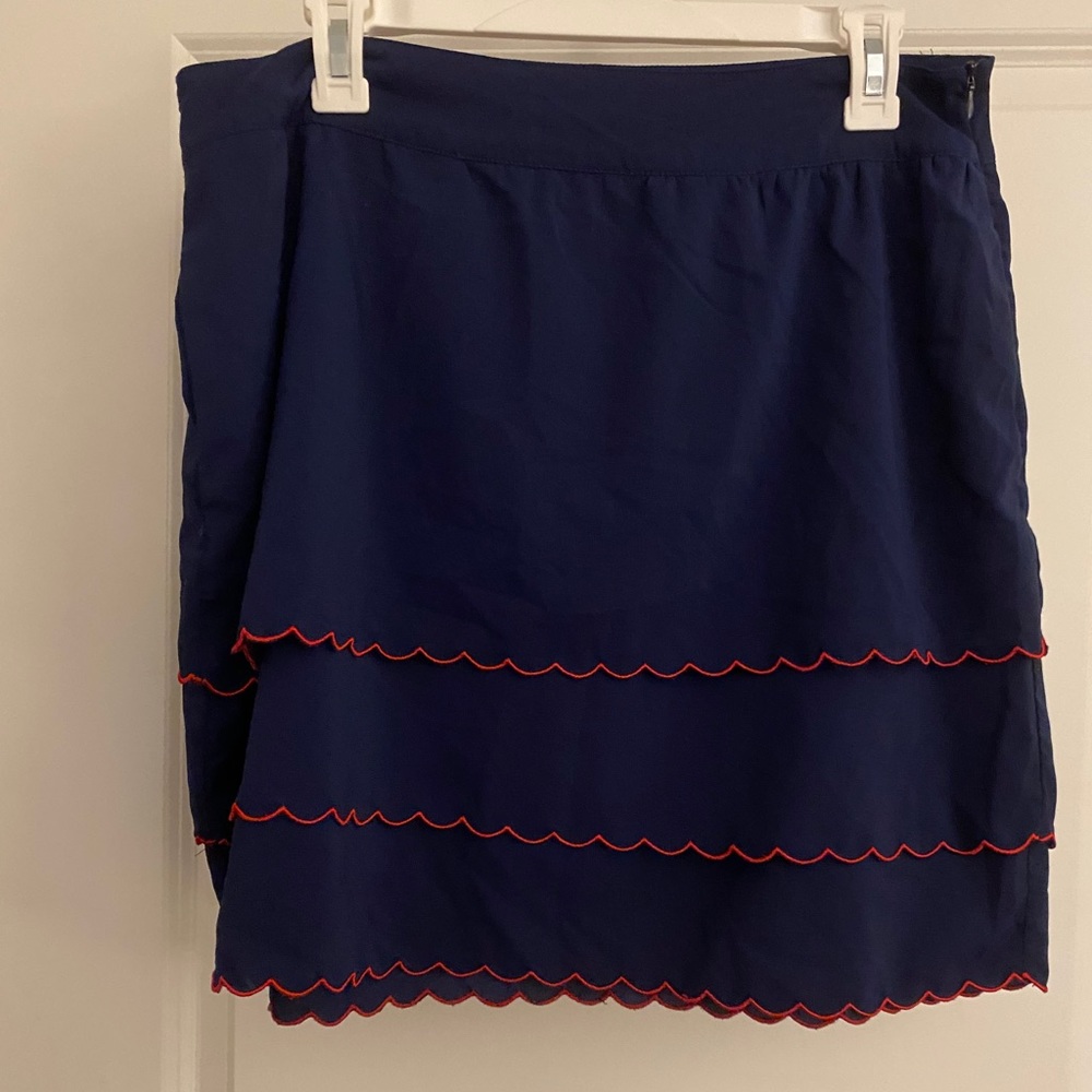 Navy and Red Scalloped Skirt